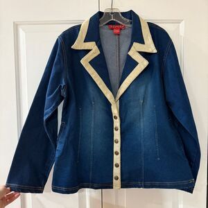 Vintage Denim Snap up Blazer Jacket L